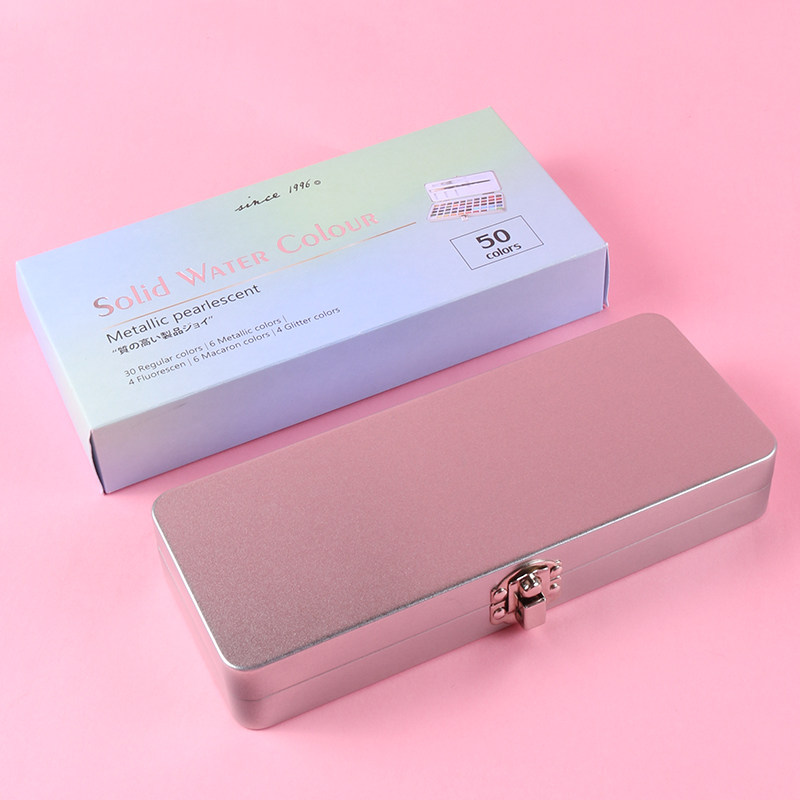 乔尔乔内固体水彩颜料珠光色铁盒 初学者美术生手绘水彩色72色学