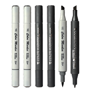 斯塔双头马克笔黑色120油性防水速干大容量勾线笔0号酒精透明色美术生专用涂鸦单支绘画粗细记号笔软头秀丽笔