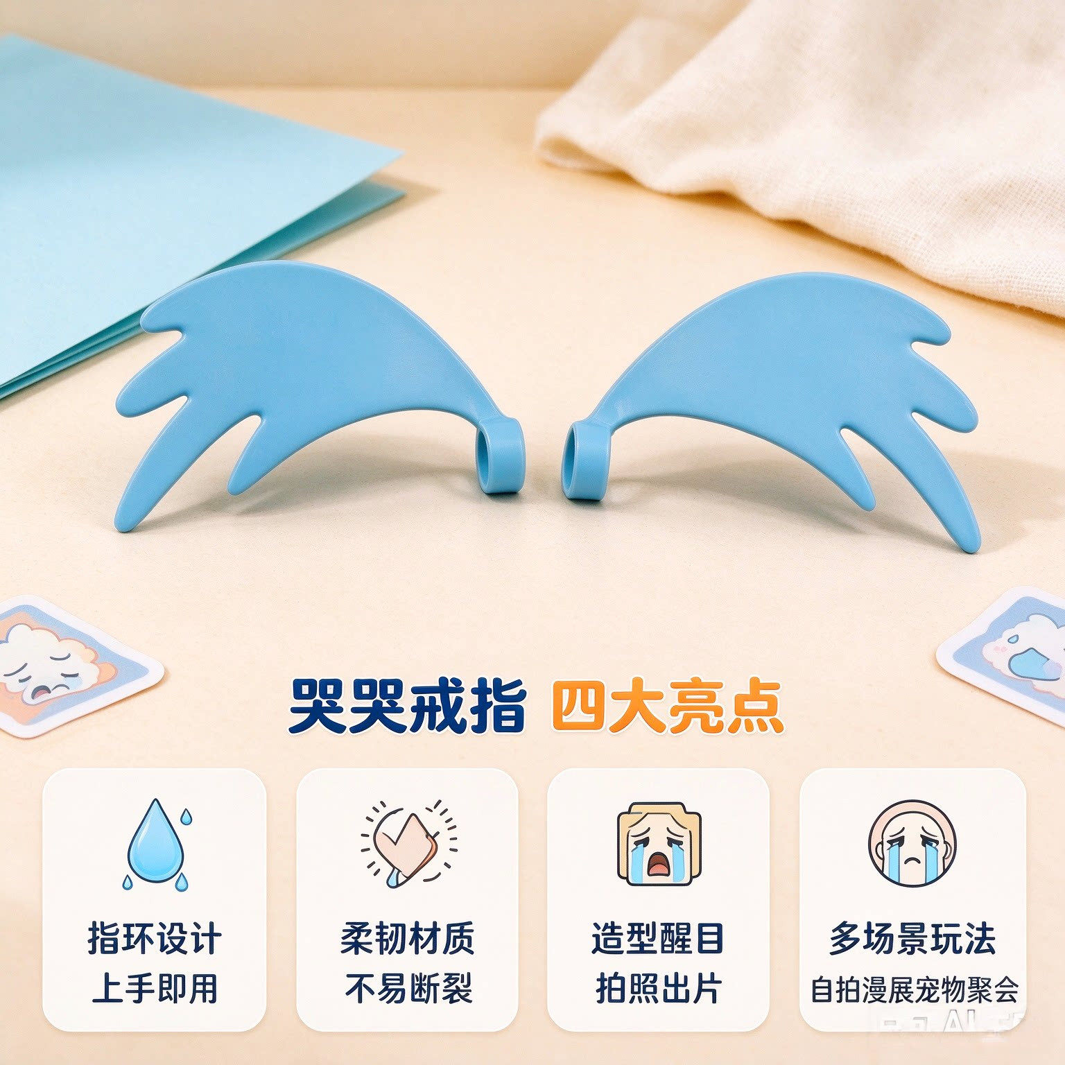 日本个性哭泣戒指高颜值ins风抽象拍照出片神器道具收藏小众设计
