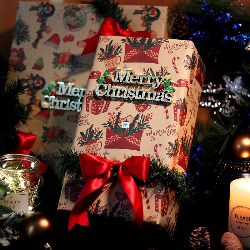 christmas gift wrapping paper gift european retro leather
