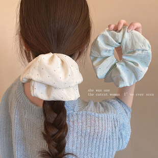 薄荷曼波绿大肠发圈侧马尾肥肠头绳韩系温柔满天星头花气质发饰