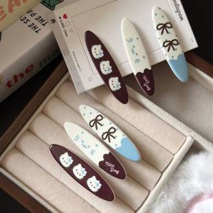 可爱猫咪发夹卡通刘海夹萌趣前额碎发夹高马尾侧边夹椭圆发饰头饰