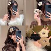 高级毛绒星星发夹美拉德刘海女前额边夹侧边碎发bb夹夹子头饰