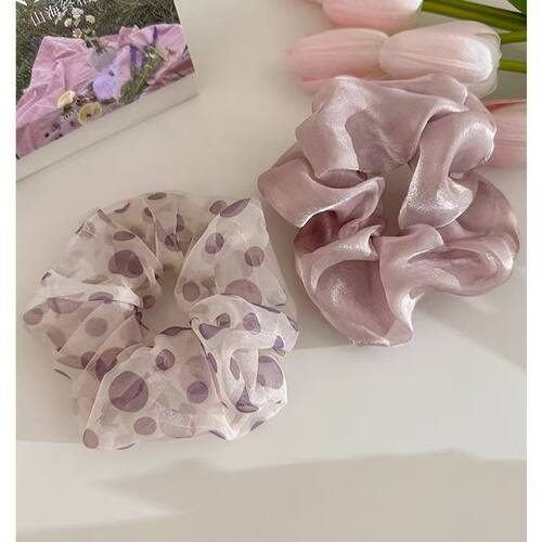 韩式超仙灰紫色纱大肠发圈头绳女