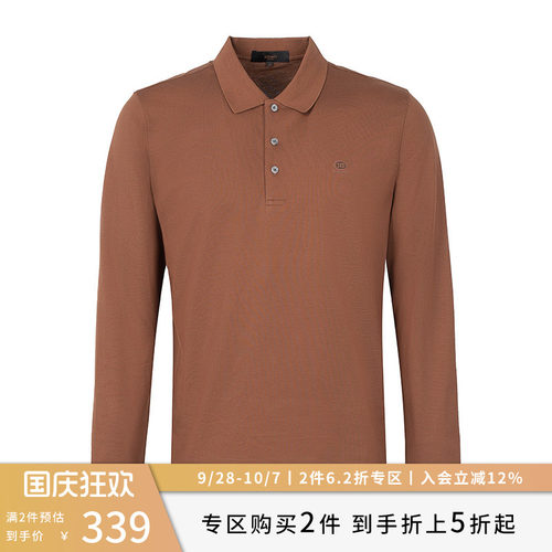DIDIBOY迪迪博迩春夏季款男士时尚焦糖色长袖T恤翻领polo衫男装