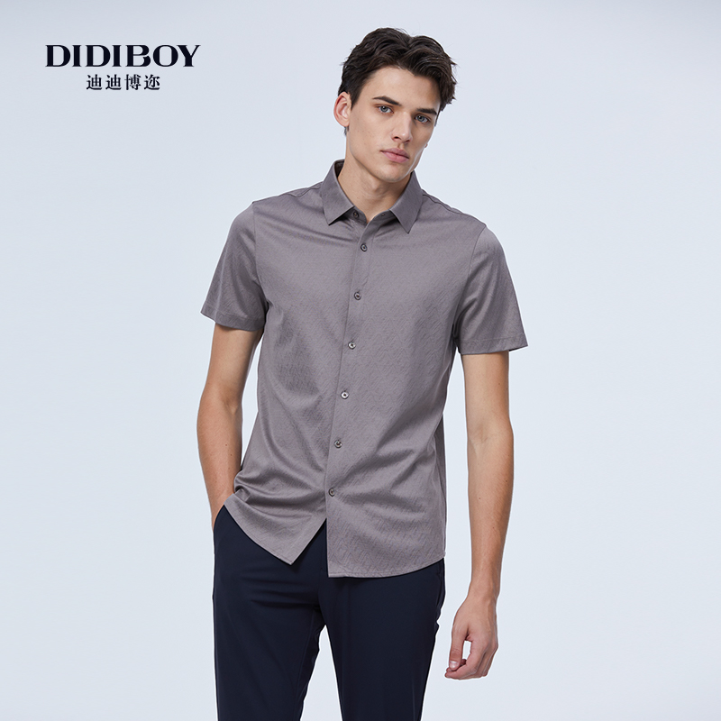 【59%桑蚕丝】DIDIBOY2025夏季新款男士高端商务翻领夏天短袖T恤