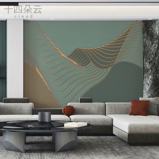 简约现代几何线条定制壁画客厅墙纸抽象运动电视拍照背景墙壁装 饰