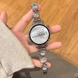 款 iQOO金屬鑲鉆KT貓表鏈智能運動腕帶女watch5系列夏天防水個性 ins流行替換帶配件 watch5手表帶新款 適用vivo