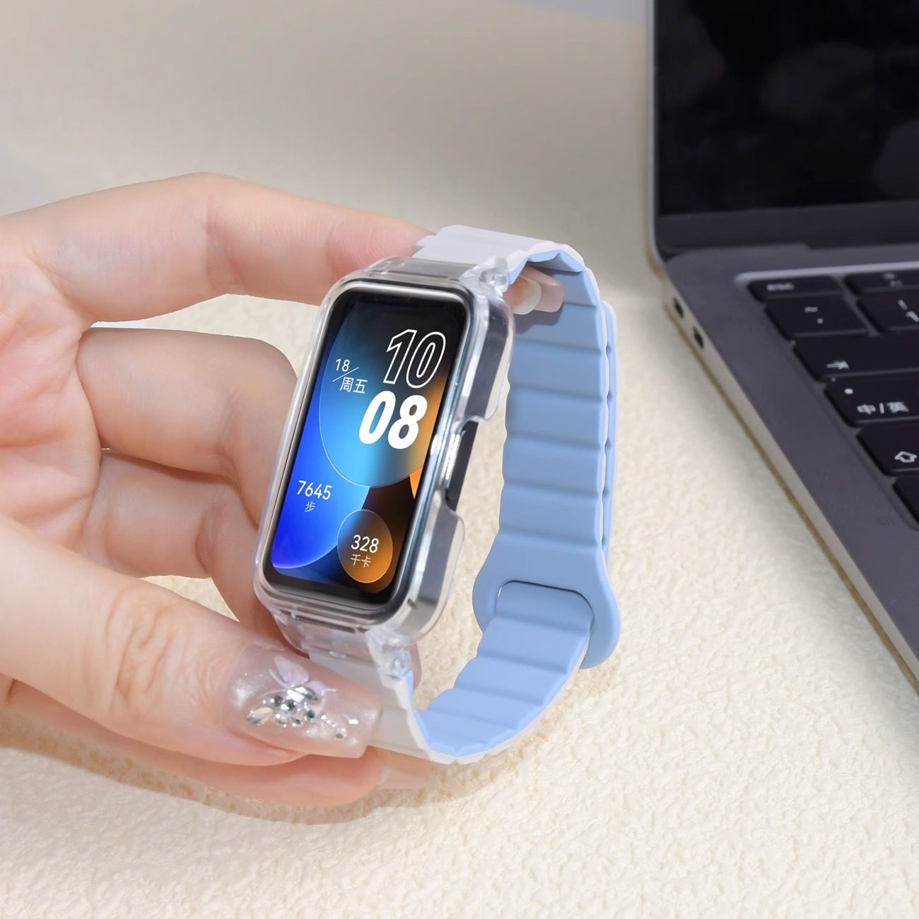 适用华为手环9表带硅胶磁吸huawei手环8智能运动band透气硅胶磁吸替换腕带9NFC版高级感透明壳男女生正品配件