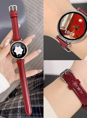 新年酒红适用华为gt6/gt5表带真皮手表带gt4女士款智能手表gt5pro系列gt真皮红色gt4新款watchgt5高级腕带