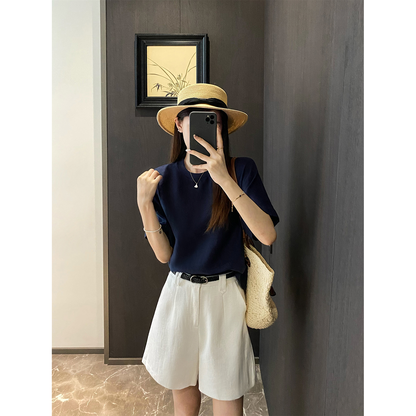 老钱风天丝亚麻A字百慕短裤女夏