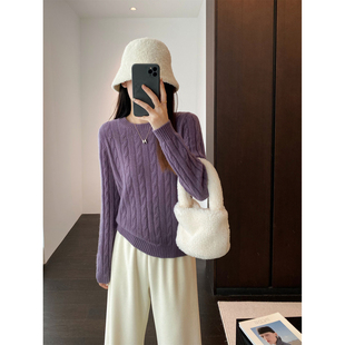 国际奢侈品一线品牌康赛妮绞花毛衣100山羊绒针织衫上衣羊绒衫女