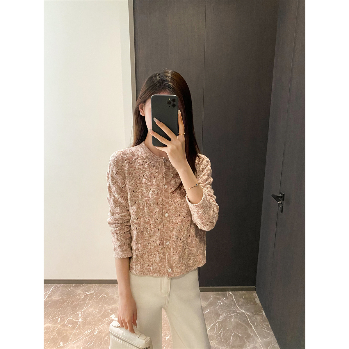 棉麻女装针织衫外套小香风开女春