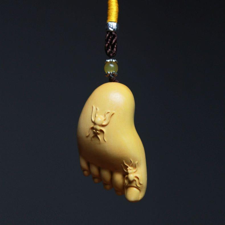 黄杨木知足常乐实木盘玩手把件