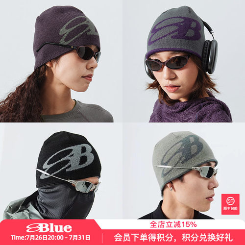 蓝岐BLUE MONTE保暖羊毛针织帽女户外运动徒步双面运动冷帽男