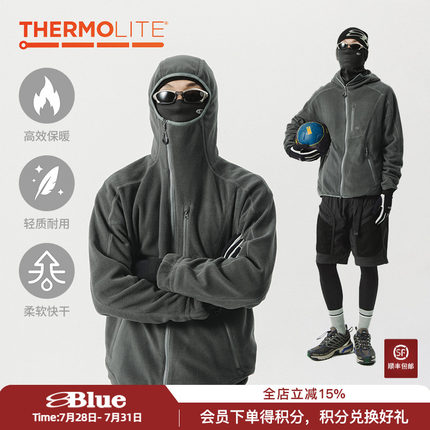 NOTHOMMEBLUE蓝岐新款秋复古休闲保暖抓绒高领情侣连帽卫衣外套男