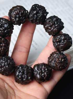 沉香木龙生九子手串25mm