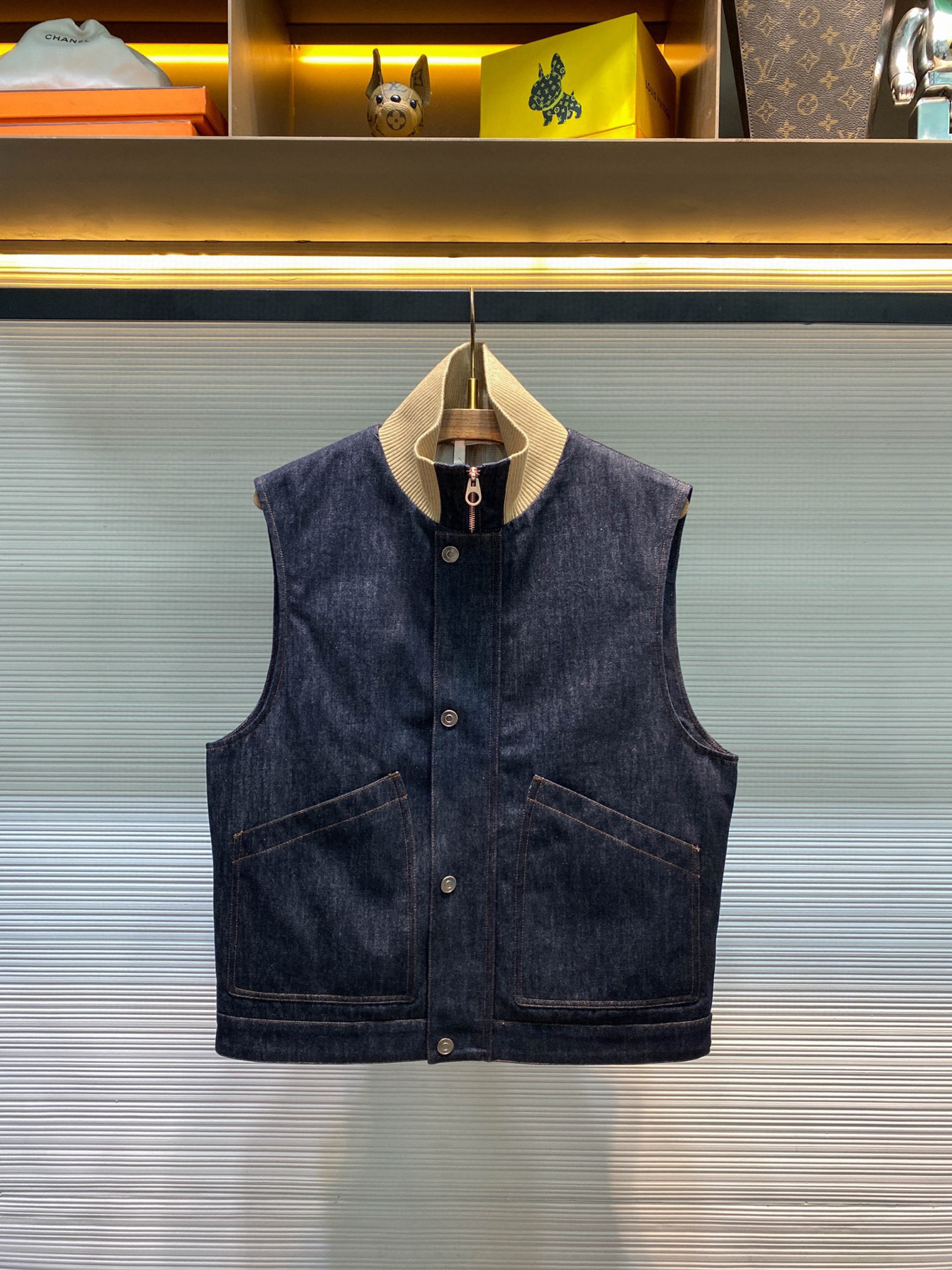 冬季时尚潮流青年男士针织立领撞色拼接时尚拉链牛仔羽绒马甲外套,男装,羽绒马甲,淘宝优惠券,粉丝福利购,淘宝优惠卷