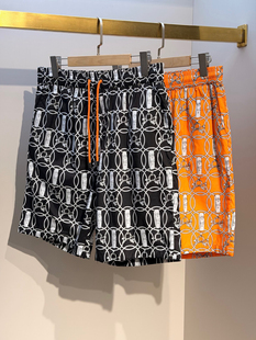 沙滩裤 意式 休闲五分短裤 潮流马具印花百搭舒适透气薄男士 轻奢时尚