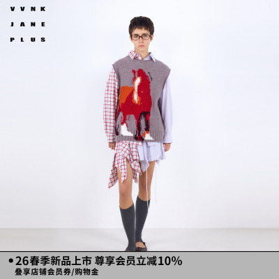 VVNK JANE PLUS2026春季新款生肖主题羊毛针织背心女J611204601A