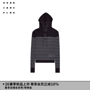 条纹连帽针织衫 VVNK 新款 PLUS2026春季 女J610129624A JANE