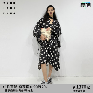 PLUS夏季 JANE VVNK 波点系带夹克外套女 尼龙塔夫绸