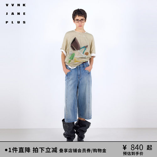VVNK JANE PLUS2026春季新款复古印花廓形T恤女J620583368D