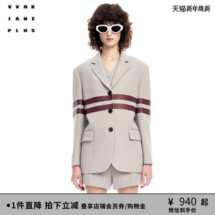 运动感双条纹乱麻羊毛西装 PLUS春夏新品 女J312757063B JANE VVNK