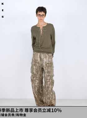 VVNK JANE PLUS2026春季新款麂皮绳系带上衣女J610558310B