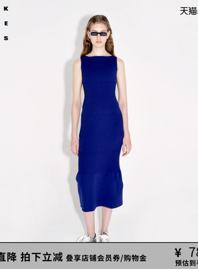 【李冰冰同款】VVNK JANE PLUS春季新款罗纹一字领修身针织连衣裙