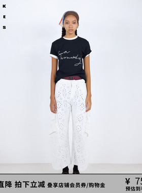 VVNK JANE PLUS2026春季新款正肩绣花T恤女J620582374D