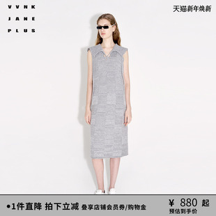 新款 PLUS春季 宽松羊毛大格子背心连衣裙女J411172636A JANE VVNK