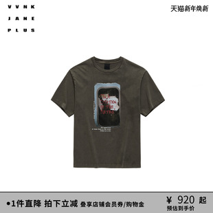 JANE VVNK PLUS2025秋季 新款 T恤女 印花廓形短袖 尚雯婕同款