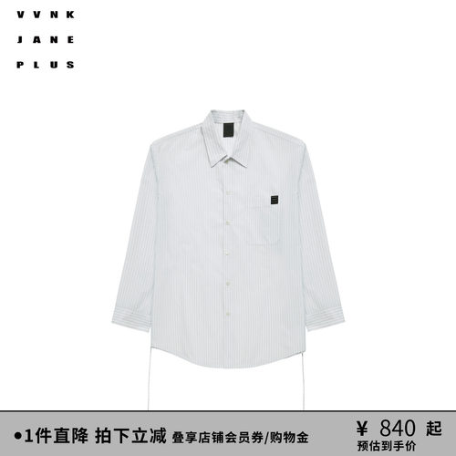 VVNK JANE PLUS秋季开叉系带条纹衬衫女J530450004A