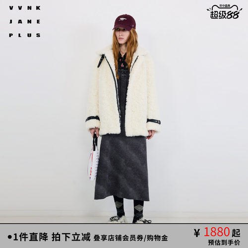 VVNK JANE PLUS冬季拼接皮草立领大衣外套女J540372037C