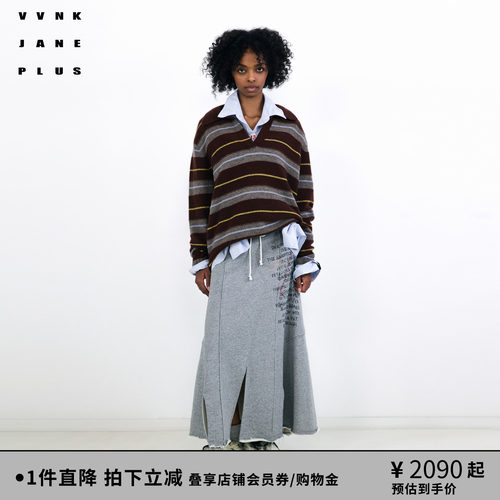 【王安宇/郁可唯同款】VVNK JANE PLUS冬季V领条纹Polo衫