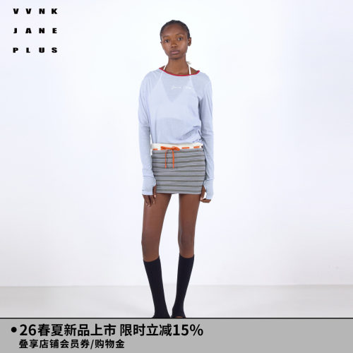 VVNK JANE PLUS2026春季新款撞色微透抽褶长袖罩衫女J624058312D