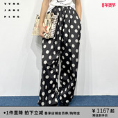 尼龙塔夫绸 新款 VVNK JANE PLUS2025夏季 褶皱连腰直筒长裤 子女