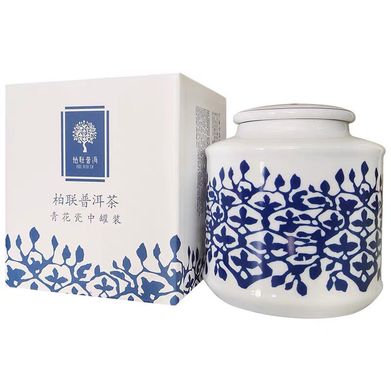 柏联普洱 中青花瓷罐 特级熟散茶 150克 景迈山普洱熟茶 2024