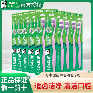 DARLIE好來 牙刷套裝 舒適健齒中毛硬毛大刷頭家用家庭裝 原黑人