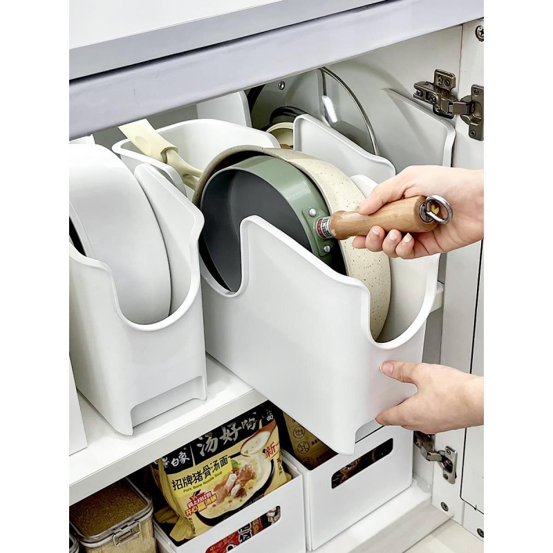 厨房锅具收纳盒带轮橱柜抽拉拉篮锅盖台面锅架下水槽置物架收纳架