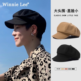 Winnie 八角帽子大头围黑色贝雷帽春秋报童帽 Lee日本设计师联名款