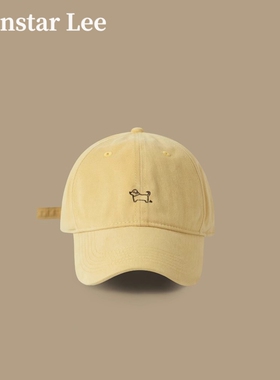 Monstar Lee日本设计师联名款小狗鸭舌帽子简约软顶大头围棒球帽