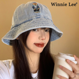 Winnie 小熊牛仔渔夫帽女大头围复古水桶帽子 Lee日本设计师联名款