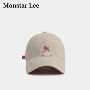 Monstar Lee日本设计师联名款秋冬灯芯绒棒球帽子保暖简约鸭舌帽
