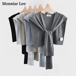 格蕾系灰色针织披肩外搭女围巾夏季 Lee日本设计师联名款 Monstar
