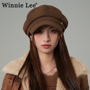 Winnie 咖啡色贝雷帽子女复古春秋鸭舌八角帽 Lee日本设计师联名款