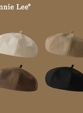 Winnie Lee日本设计师联名款八角帽复古纯色画家帽显脸小贝雷帽子