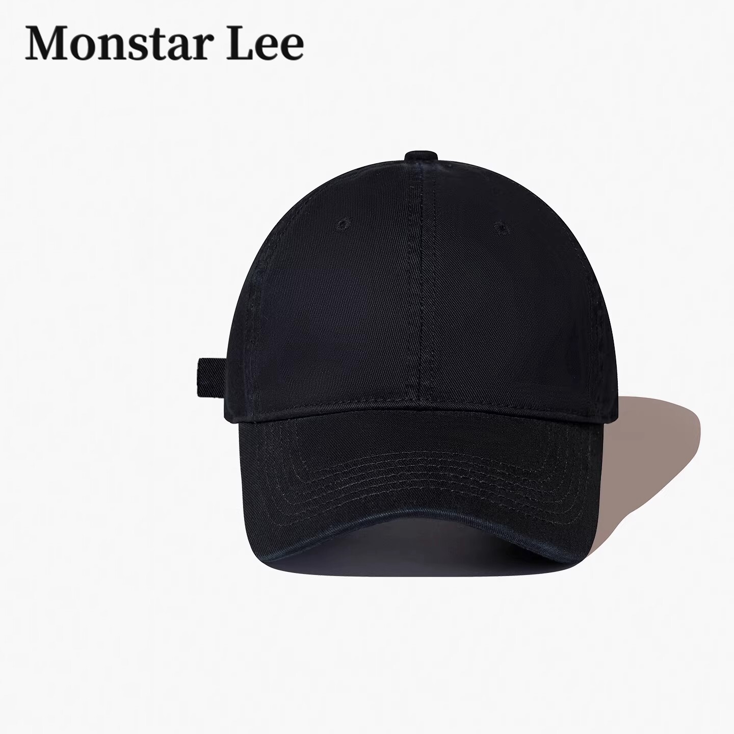 Monstar Lee日本设计师联名款纯色硬顶帽子女鸭舌帽黑色棒球帽男