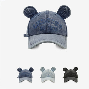 Winnie 可爱小熊耳朵棒球帽子水洗牛仔鸭舌帽 Lee日本设计师联名款